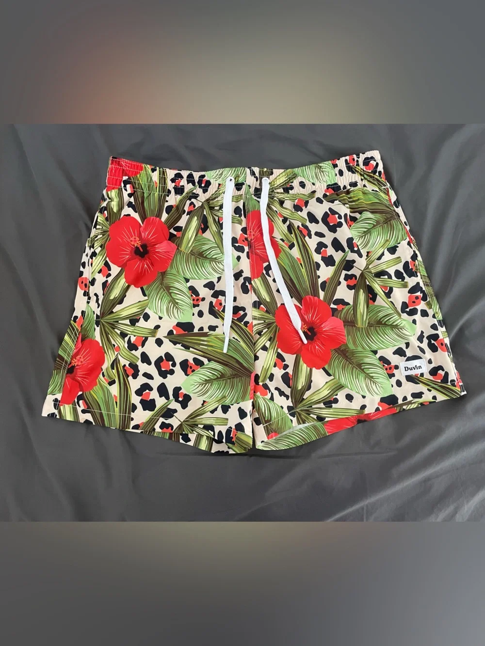 Duvin men’s swim shorts - Large - Leo floral print (tropical/hibiscus/leopard)